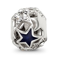 Sterling Silver Reflections Crystal and Enameled Stars Bead view 4