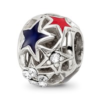 Sterling Silver Reflections Crystal and Enameled Stars Bead view 5
