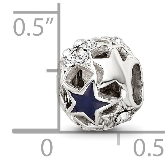 Sterling Silver Reflections Crystal and Enameled Stars Bead