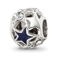 Sterling Silver Reflections Crystal and Enameled Stars Bead view 1