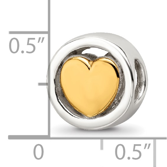 Sterling Silver Reflections Gold-plated Heart Bead