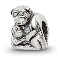 Sterling Silver Reflections Mama & Baby Monkey Bead view 1