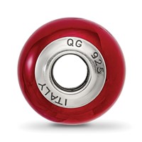 Sterling Silver Reflections Red Italian Murano Glass Bead view 2