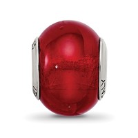 Sterling Silver Reflections Red Italian Murano Glass Bead view 5