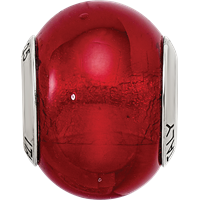 Sterling Silver Reflections Red Italian Murano Glass Bead view 3