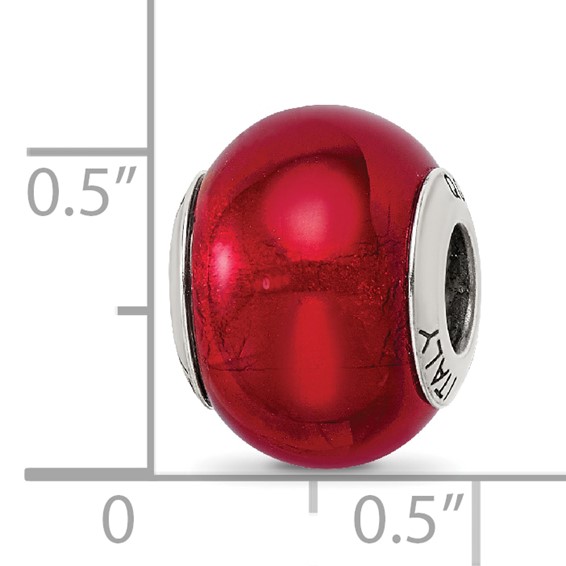 Sterling Silver Reflections Red Italian Murano Glass Bead