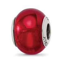 Sterling Silver Reflections Red Italian Murano Glass Bead view 1