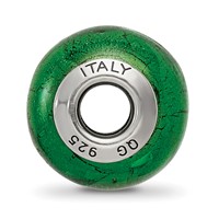 Sterling Silver Reflections Green Italian Murano Glass Bead view 2
