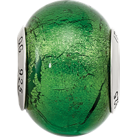 Sterling Silver Reflections Green Italian Murano Glass Bead view 3
