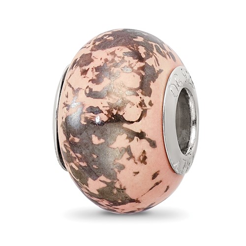 Sterling Silver Reflections Pink with Platinum Foil Ceramic Bead