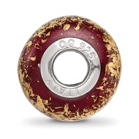 Sterling Silver Reflections Brown W Gold Foil Ceramic Bead view 2