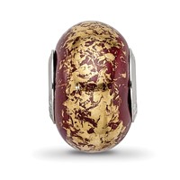 Sterling Silver Reflections Brown W Gold Foil Ceramic Bead view 5