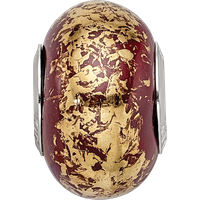 Sterling Silver Reflections Brown W Gold Foil Ceramic Bead view 3