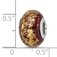 Sterling Silver Reflections Brown W Gold Foil Ceramic Bead view 4