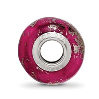 Sterling Silver Reflections Dark Pink with Platinum Foil Ceramic Bead view 2