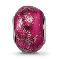 Sterling Silver Reflections Dark Pink with Platinum Foil Ceramic Bead view 5