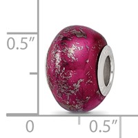 Sterling Silver Reflections Dark Pink with Platinum Foil Ceramic Bead view 4