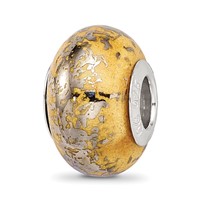 Sterling Silver Reflections Yellow W Platinum Foil Ceramic Bead view 1
