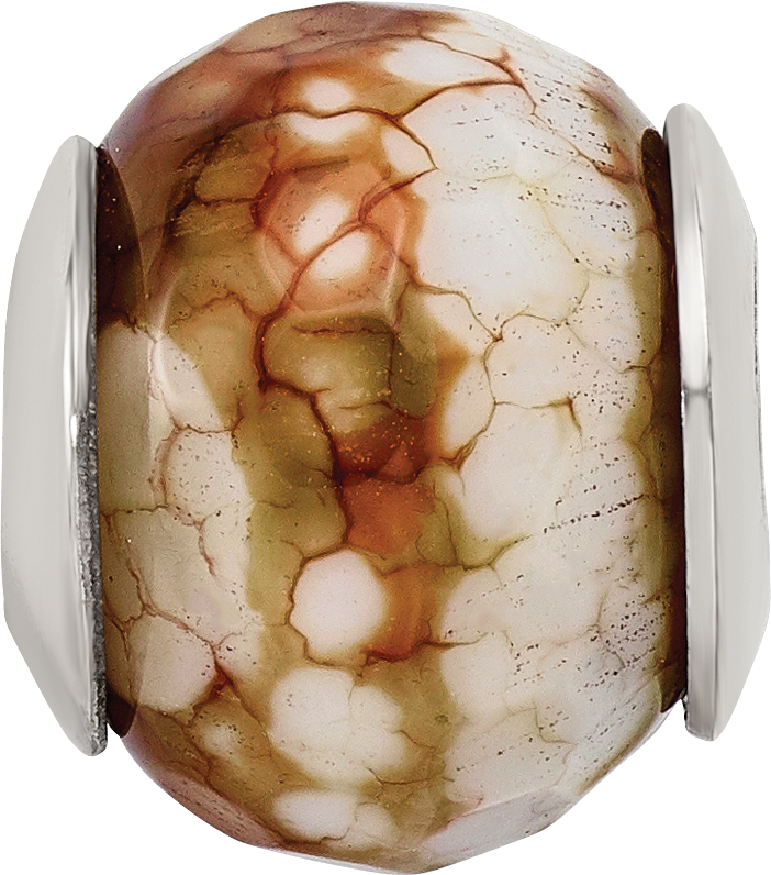 Silver Reflections Cracked Agate w/Shell Stone Bead QRS2786