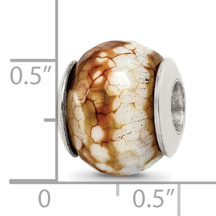 Silver Reflections Cracked Agate w/Shell Stone Bead QRS2786