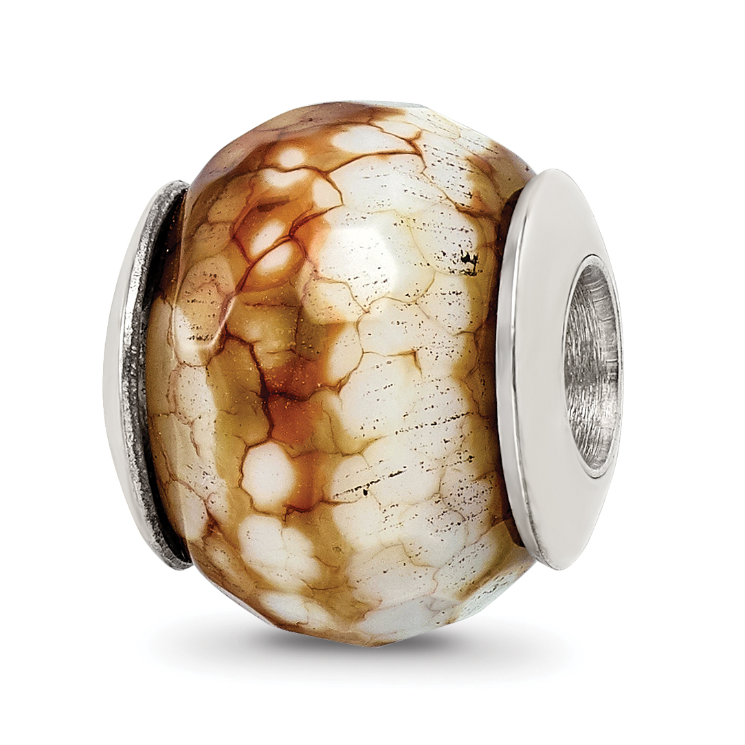 Silver Reflections Cracked Agate w/Shell Stone Bead QRS2786