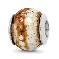 Sterling Silver Reflections Cracked Agate W Shell Stone Bead view 1