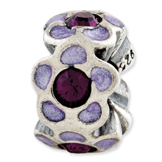 Sterling Silver Reflections Purple Crystal Enamel Bead