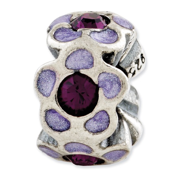 Sterling Silver Reflections Purple Crystal Enamel Bead