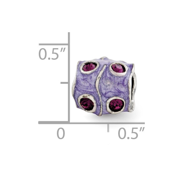 Sterling Silver Reflections Purple Crystal & Enamel Bead
