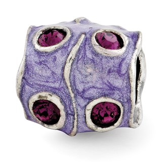 Sterling Silver Reflections Purple Crystal & Enamel Bead