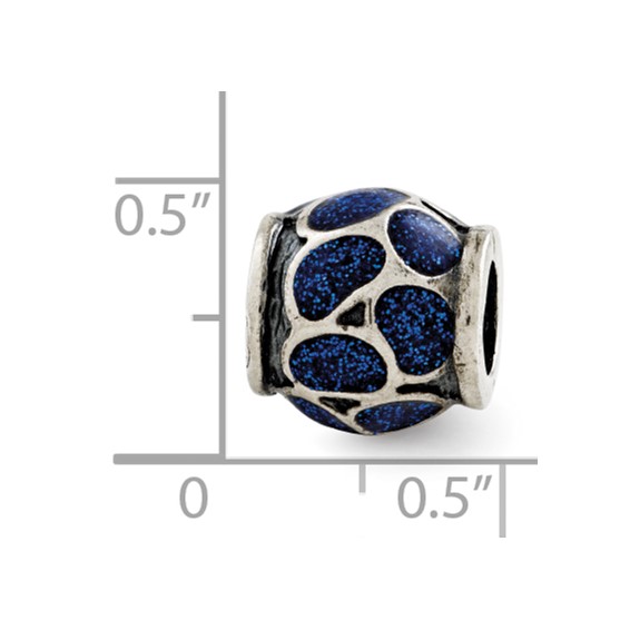 Sterling Silver Reflections Blue Enamel w/Sparkles Bead
