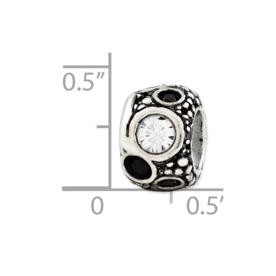 Sterling Silver Reflections Black & White Crystal Bead