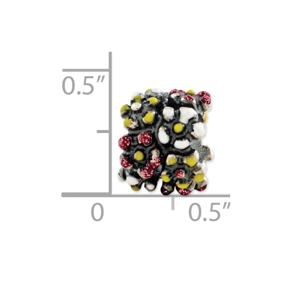 Sterling Silver Reflections Multicolored Enameled Flowers Bead