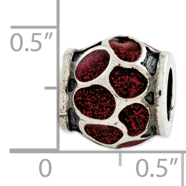 Silver Reflections Red Enamel w/Sparkles Bead QRS2813