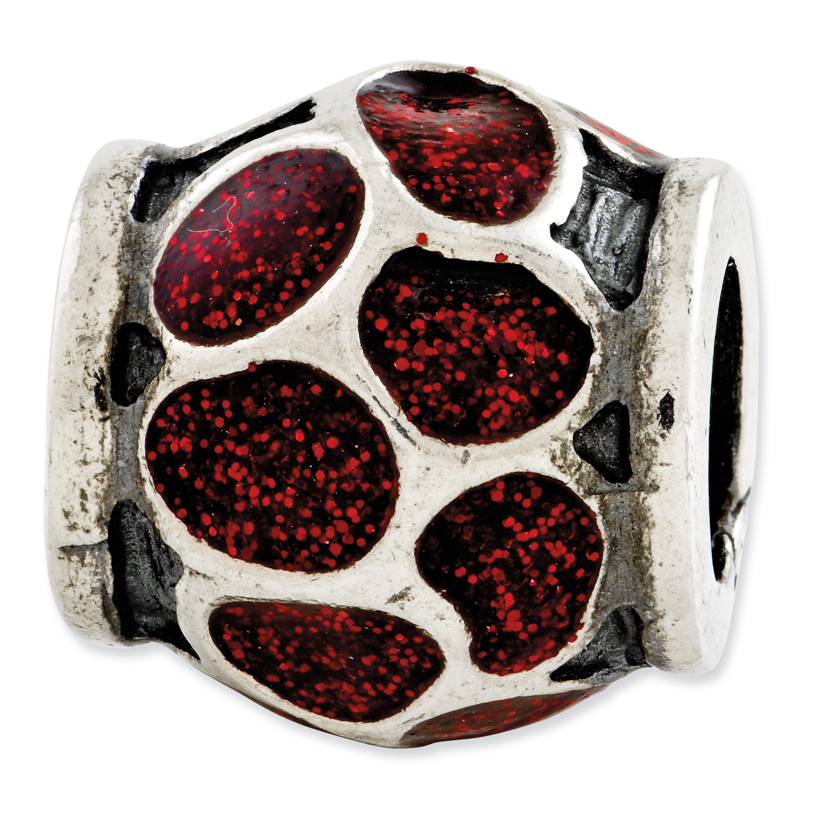 Silver Reflections Red Enamel w/Sparkles Bead QRS2813