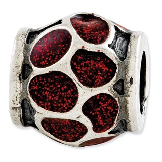 Sterling Silver Reflections Red Enamel w/Sparkles Bead