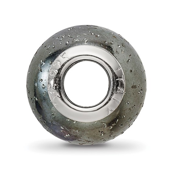 Sterling Silver Reflections Laser Etched and Black w/Sparkles Bead