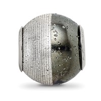 Sterling Silver Reflections Laser Etched and Black with Sparkles Bead view 5