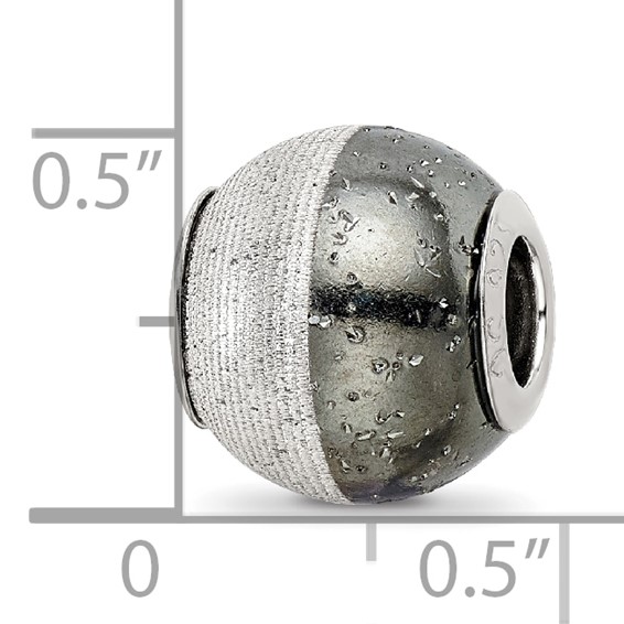 Sterling Silver Reflections Laser Etched and Black w/Sparkles Bead