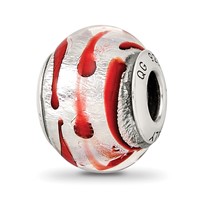 Sterling Silver Reflections Silver Red Italian Murano Bead view 1