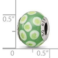 Sterling Silver Reflections Green White Italian Murano Glass Bead view 4