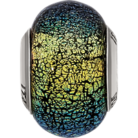 Sterling Silver Reflections Green & Blue Glass Bead view 3