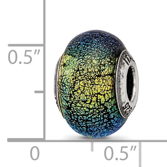 Sterling Silver Reflections Green & Blue Glass Bead