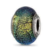 Sterling Silver Reflections Green & Blue Glass Bead view 1
