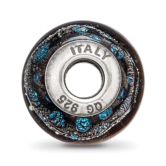 Sterling Silver Reflections Blue Dots Glass Bead