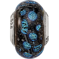 Sterling Silver Reflections Blue Dots Glass Bead view 3