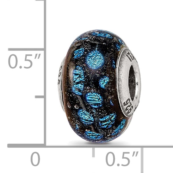 Sterling Silver Reflections Blue Dots Glass Bead