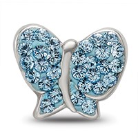 Sterling Silver Reflections Blue Preciosa Crystal Butterfly Bead view 4