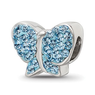 Sterling Silver Reflections Blue Preciosa Crystal Butterfly Bead