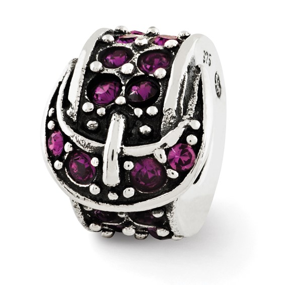Sterling Silver Reflections Purple Crystal Buckle Bead